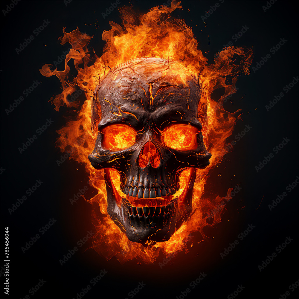 skull in fire on background skull in fire on background