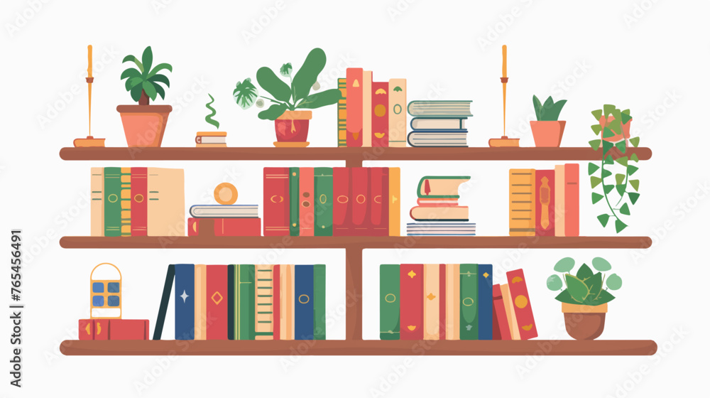 Enchanted Bookshelf flat vector isolated on white background