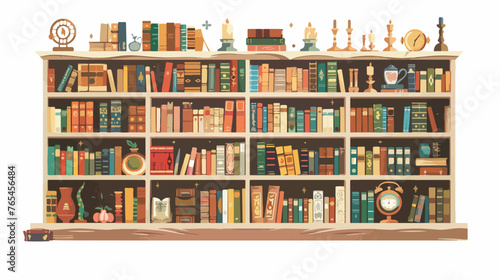 Enchanted Bookshelf flat vector isolated on white background