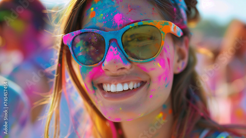 Cheerful woman at the festival of colors Holi   © Diana Zelenko