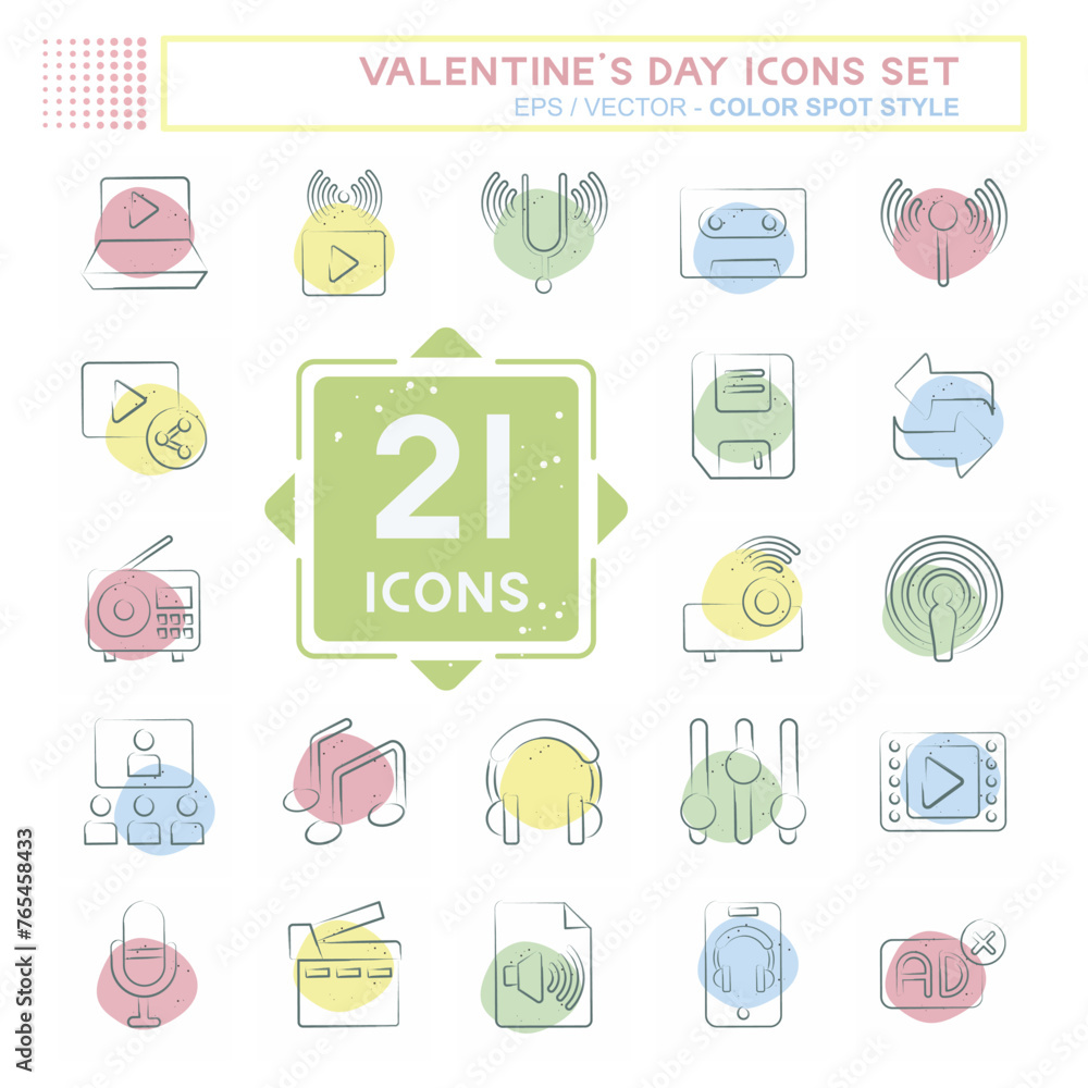 Icon Set Podcast. related to Music symbol. Color Spot Style. simple design editable. simple illustration