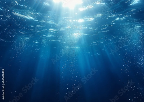 A Scene of Bubbles and Sunbeams Beneath the Water's Surface. Made with Generative AI Technology