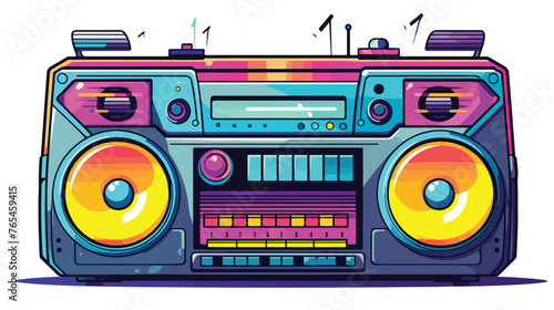 Cartoon radio cassette player flat vector