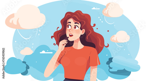 Cartoon woman changing with speech bubble flat vector