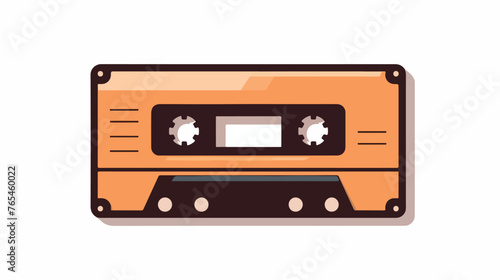 Cassette Tape Icon Flat flat vector isolated on white