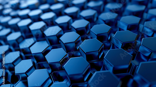 Close-up of a 3D hexagonal pattern with a sleek