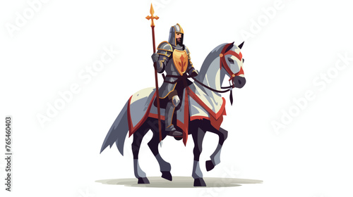 CG rendering of a knight flat vector isolated on white
