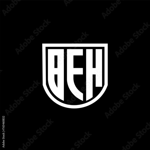 BFH letter logo design with black background in illustrator, cube logo, vector logo, modern alphabet font overlap style. calligraphy designs for logo, Poster, Invitation, etc.