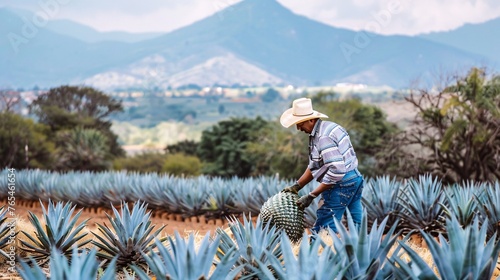 Obraz na płótnie Gathering agave in Mexico.