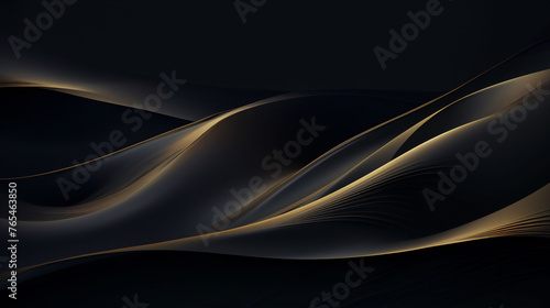 Abstract black wallpaper background with golden line elements