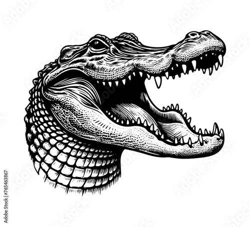 american alligator hand drawn vector illustration