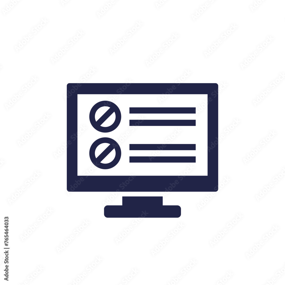 blacklist icon with computer, pictogram on white blacklist icon with computer, pictogram on white