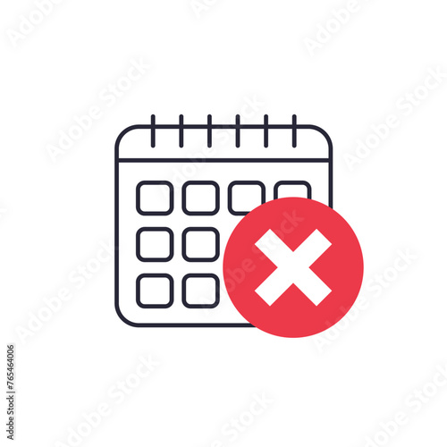 Cancel appointment vector icon with a calendar