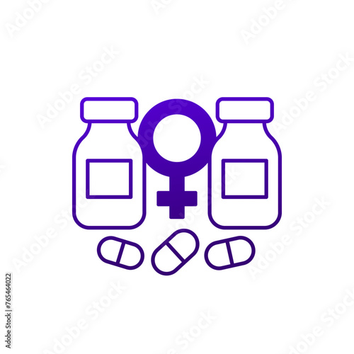 Estrogen therapy icon with pills