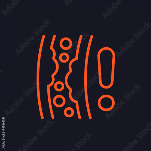 high cholesterol icon with artery, line vector