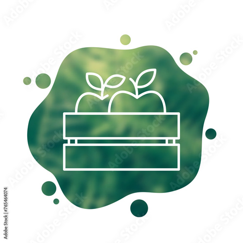 Fruit crate line icon, apples in a box