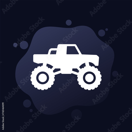 monster truck icon, offroad vehicle vector