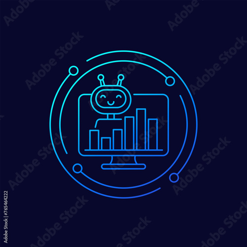 AI for market data analysis icon, linear design