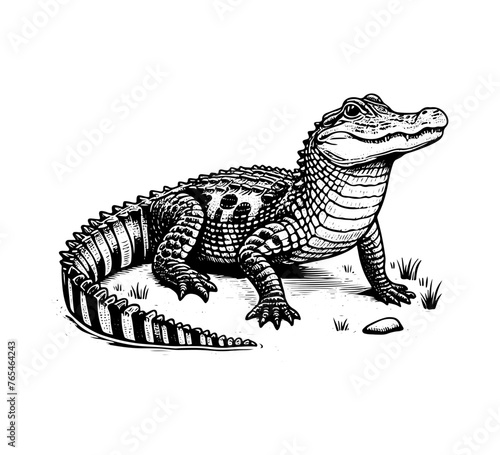 american alligator hand drawn vector illustration