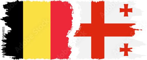 Georgia and Belgium grunge flags connection vector