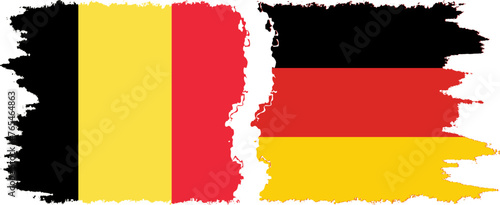 Germany and Belgium grunge flags connection vector