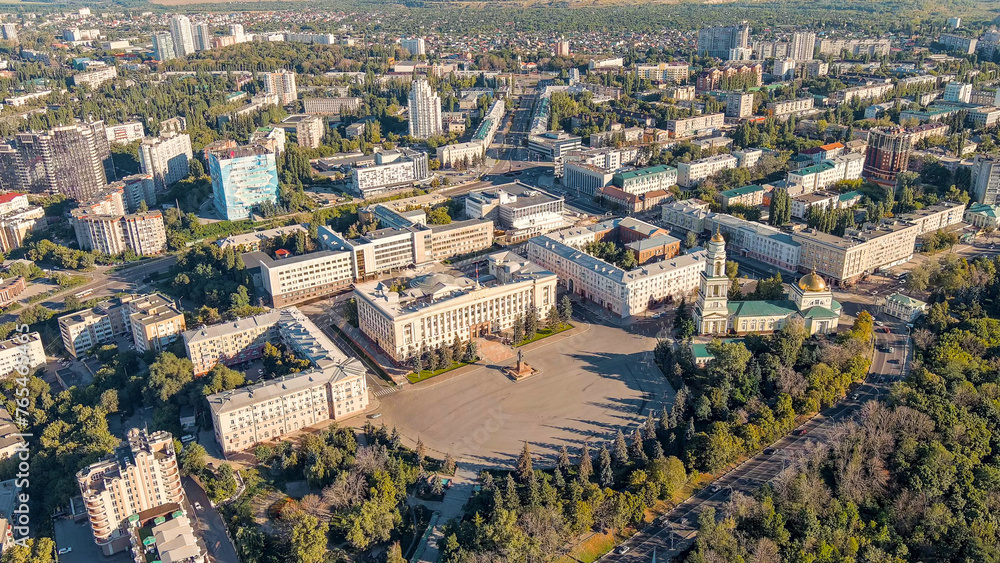 Lipetsk, Russia. Government of the Lipetsk region. Lenin-Cathedral Square. history center, Aerial View