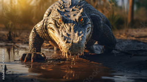 Alligator Walking On Land Reptile Animal Wildlife © Jafger