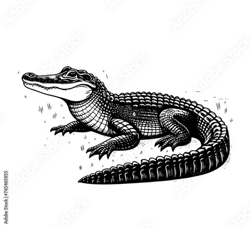 american alligator hand drawn vector illustration