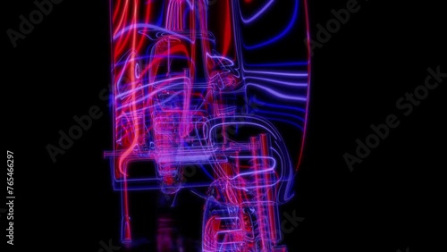 Rendering 3D animation, VISUAL EFFECTS scooter bike Model on a black background