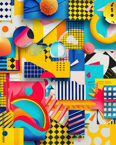 Wallpaper Mural A colorful collage of shapes and patterns with a bright and energetic feel Torontodigital.ca