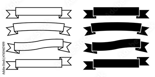 ofvs559 OutlineFilledVectorSign ofvs - ribbon banner set vector icon . classic vintage 3D illustration . isolated transparent . black outline and filled version . AI 10 / EPS 10 / PNG . g11902