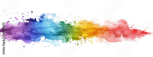 Watercolor splash color background, rainbow color on isolated white background