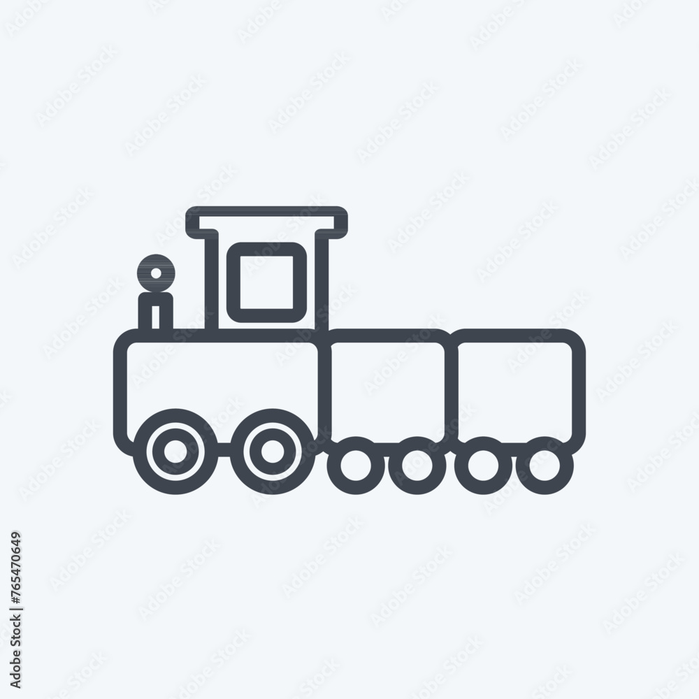 Icon Toy Train. suitable for Baby symbol. line style. simple design editable. design template vector. simple symbol illustration Icon Toy Train. suitable for Baby symbol. line style. simple design editable. design template vector. simple symbol illustration