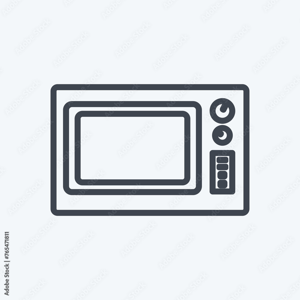 Icon Microwave Oven. suitable for Home symbol. line style. simple design editable. design template vector. simple symbol illustration Icon Microwave Oven. suitable for Home symbol. line style. simple design editable. design template vector. simple symbol illustration