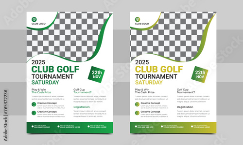 Golf tournament flyer template, Template golf tournament with sample text or golf club. vector illustration eps 10.
