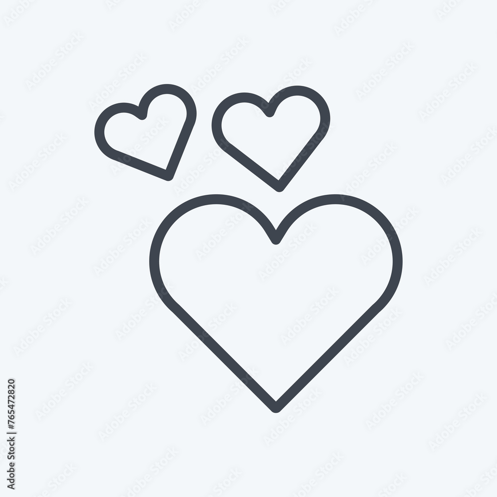 Icon Two hearts. suitable for Wedding symbol. line style. simple design editable. design template vector. simple symbol illustration
