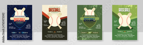 Vintage grunge poster design layout for baseball tournament. baseball tournament flyer template retro design vector