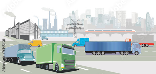 Logistik Industrie, Versand und Zustellung, illustration