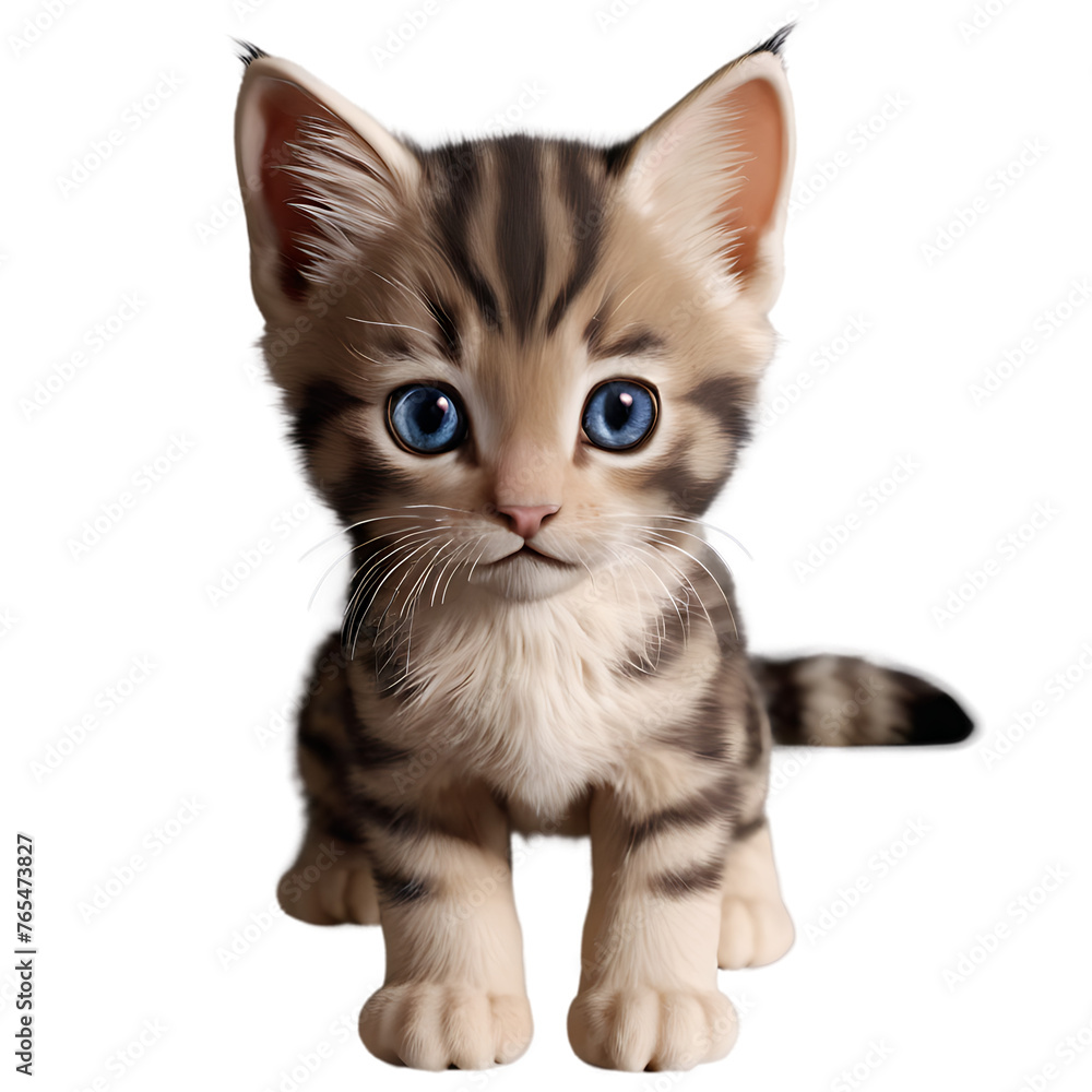 a young kitten on a transparent (white) background