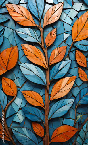 Wallpaper Mural Abstract wooden glossy mosaic wall texture in grunge deco style with geometric shapes, wooden background for design, Torontodigital.ca