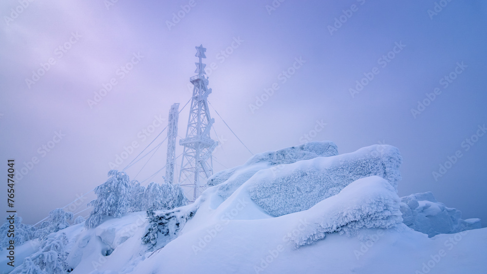Mount Polyud and Vetlan in winter in Perm Krai, Russia Mount Polyud and Vetlan in winter in Perm Krai, Russia