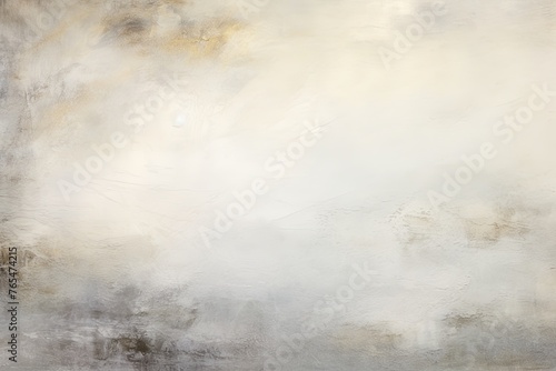 Silver and white painting with abstract wave patterns