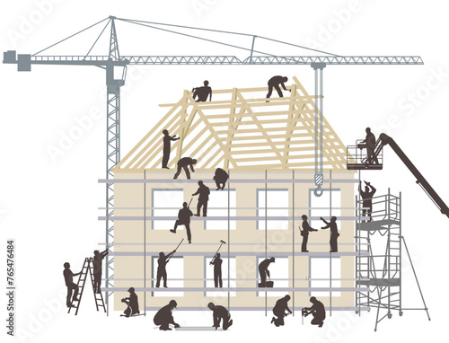 Handwerker auf der Baustelle,  illustration