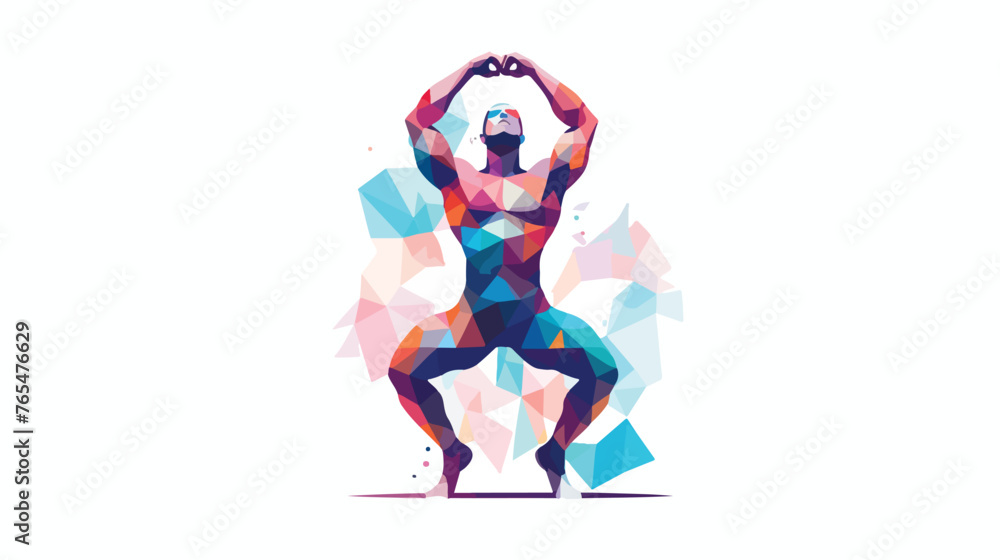 Abstract fitness person flat vector isolated on white