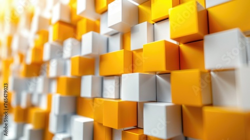 Similar pattern with a focus on orange and white cubes - This image mimics the first, with a sharp focus on a repeating pattern of vivid orange and white 3D cubes
