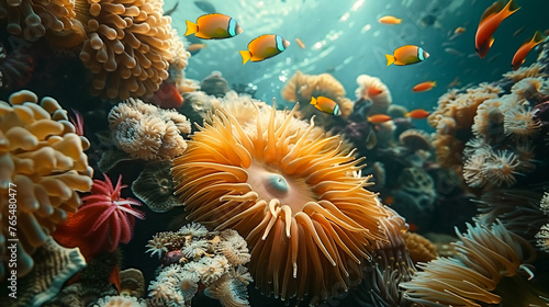 Underwater reef fish in nature multi colored aquatic world, AI Generative.