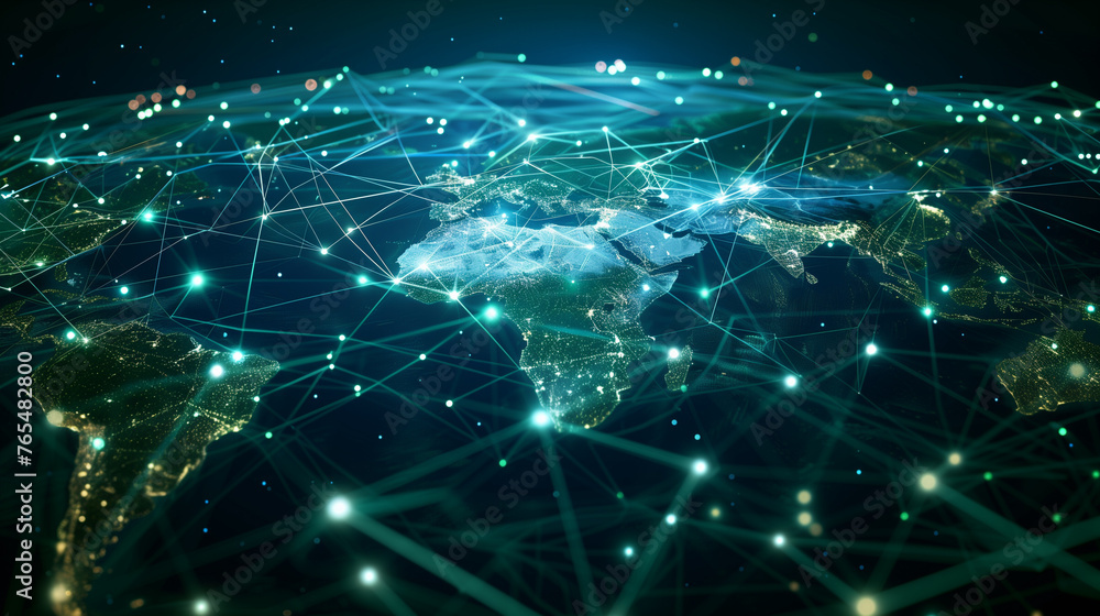 A digital map depicts the world's interconnectedness A digital map depicts the world's interconnectedness