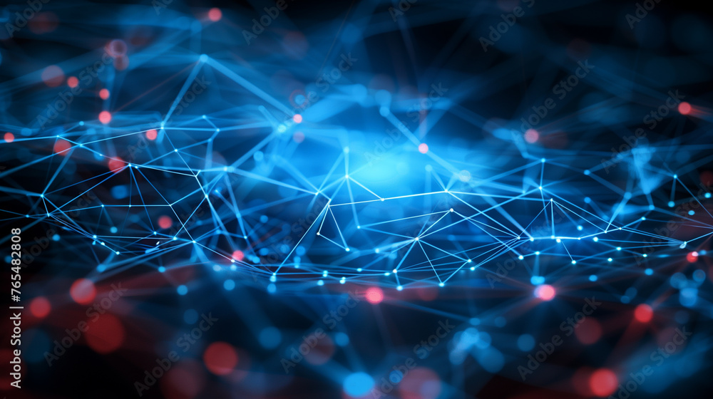 Obraz premium Nodes and lines depict a complex network