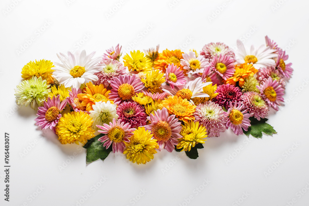 Beautiful flower composition from different field flowers. Flower card.