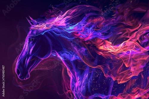 a horse with colorful flames